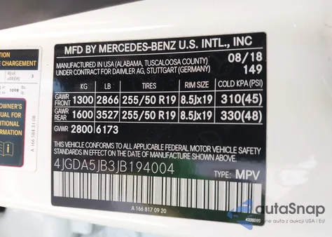 2018 Mercedes-Benz Gle 350 из США, поврежденный, VIN 4JGDA5JB3JB194004